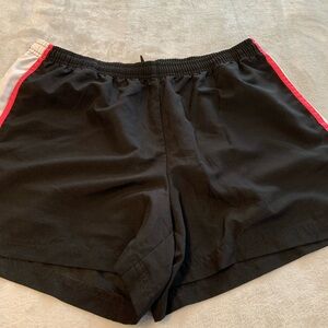 Black Athletic Shorts with Pink and White Side Stripes